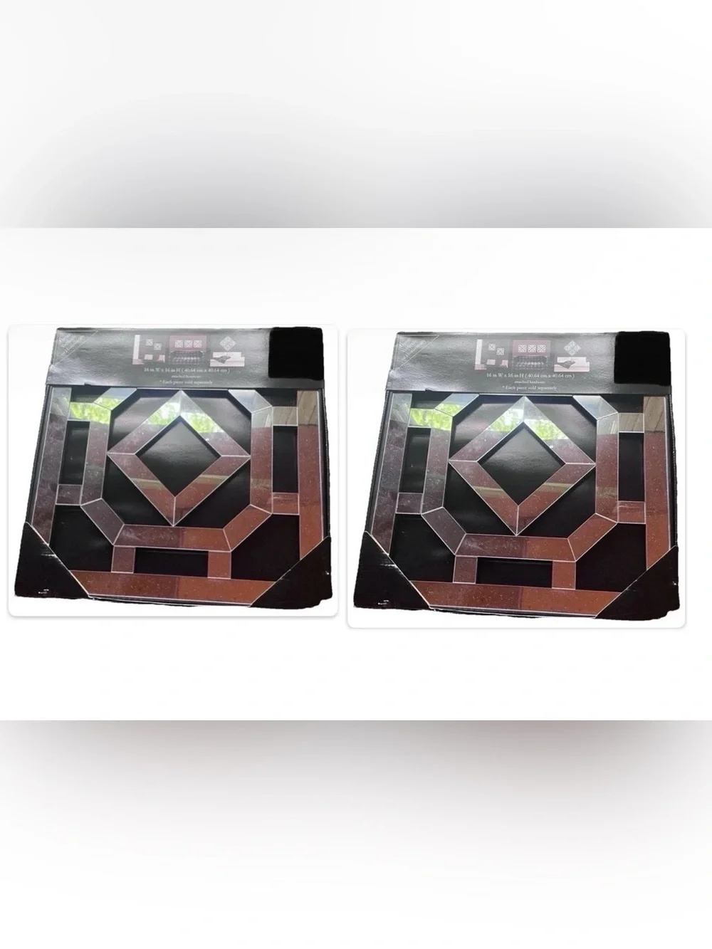 Modern Geometric Wall Mirror Set of 2 Glam Decorative Accent Mirrors